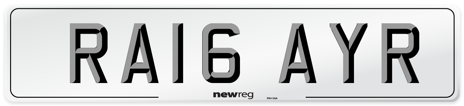 RA16 AYR Number Plate from New Reg